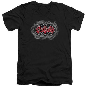Black men's v-neck t-shirt with Batman Hip Hop Logo graphic