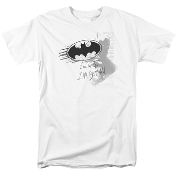 White men's regular fit t-shirt with Batman I Am Vengeance graphic