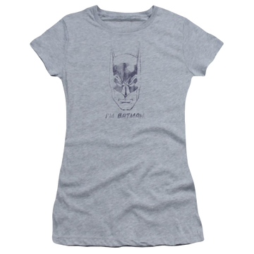 Athletic heather juniors t-shirt with Im Batman graphic