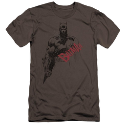 Batman Sketch Bat Red Logo Premium Adult Slim Fit T-Shirt Men's Premium Slim Fit T-Shirt Batman   