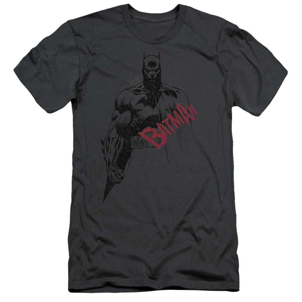 Batman Sketch Bat Red Logo - Men's Slim Fit T-Shirt Men's Slim Fit T-Shirt Batman   