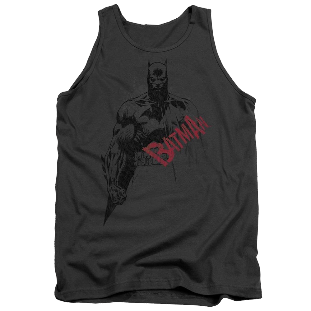 Batman Sketch Bat Red Logo Men's Tank Men's Tank Batman   