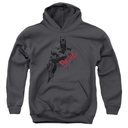 DC Batman Sketch Bat Red Logo - Youth Hoodie Youth Hoodie (Ages 8-12) Batman   