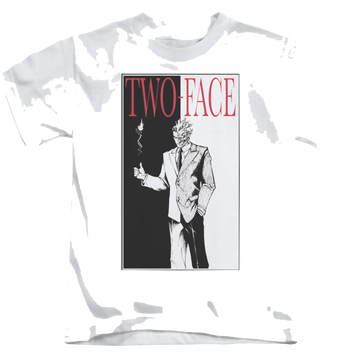 White kid's t-shirt for ages 4 to 7 with DC Batman Two Face graphic