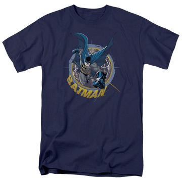 Navy men's regular fit t-shirt with Batman In The Crosshairs graphic