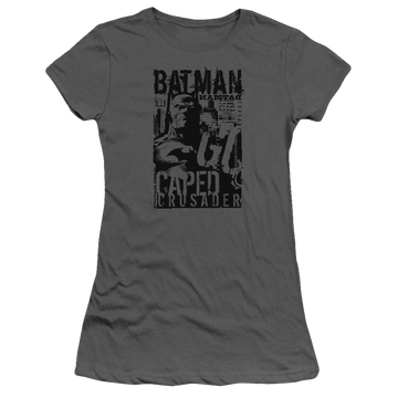 Charcoal juniors t-shirt with Batman Caped Crusader graphic