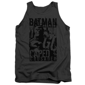 Charcoal men's tank with Batman Caped Crusader graphic