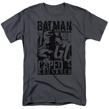 Charcoal men's regular fit t-shirt with Batman Caped Crusader graphic