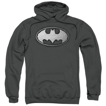 Charcoal pullover hoodie with Batman Duct Tape Logo graphic