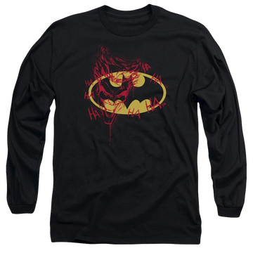 Black men's long sleeve t-shirt with Batman Joker Graffiti graphic