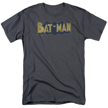Charcoal men's regular fit t-shirt with Batman Vintage Logo Splatter graphic