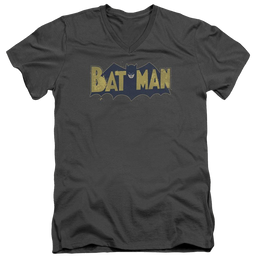 Batman Vintage Logo Splatter - Men's V-Neck T-Shirt Men's V-Neck T-Shirt Batman   
