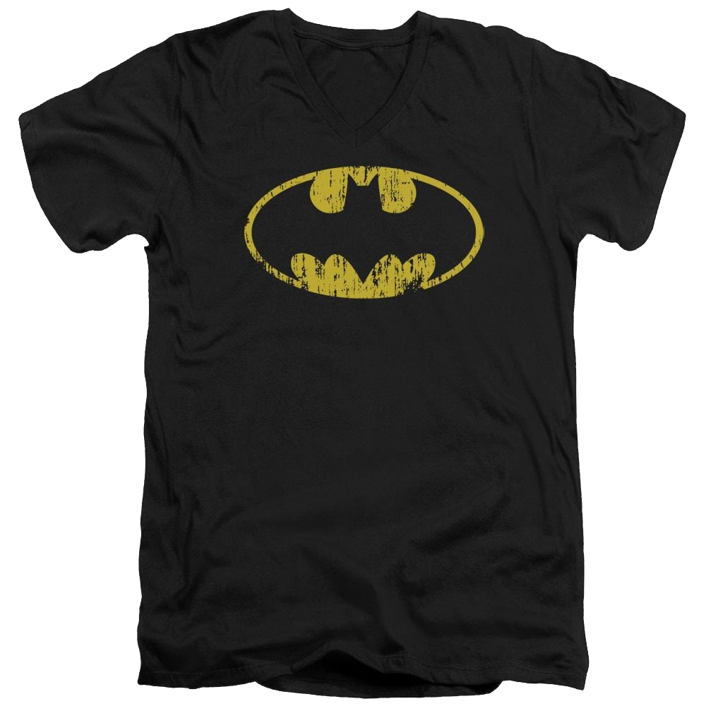 Batman Classic Logo Distressed - Men's V-Neck T-Shirt Men's V-Neck T-Shirt Batman   