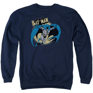 Navy men's crewneck sweatshirt with Batman Through The Night graphic