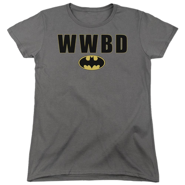 Charcoal women's t-shirt with Batman Wwbd Logo graphic