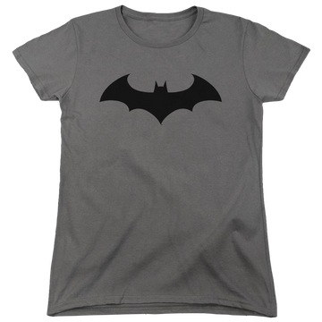 Charcoal women's t-shirt with Batman Hush Logo graphic