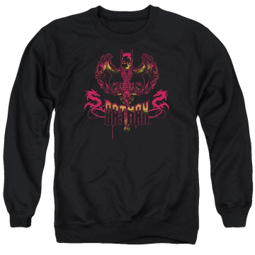 Black men's crewneck sweatshirt with Batman Heart Of Fire graphic
