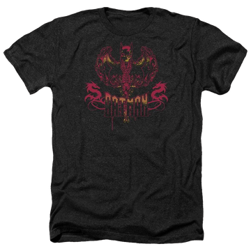 Charcoal men's heather t-shirt with Batman Heart Of Fire graphic