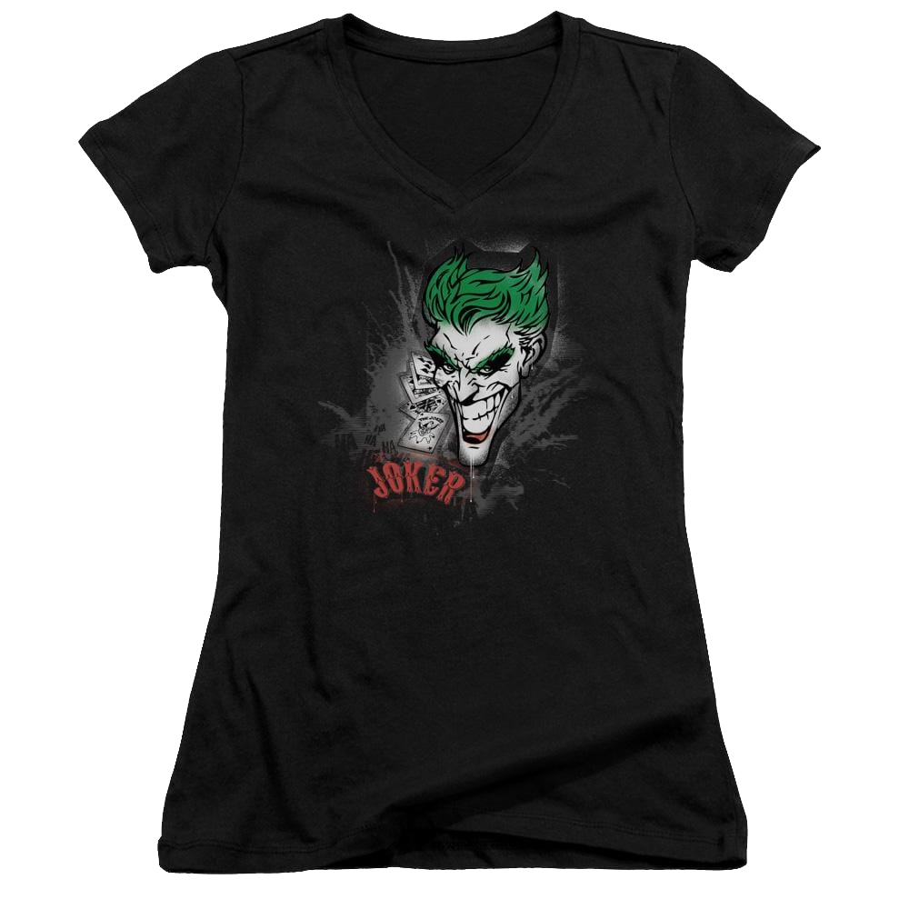 Batman Joker Sprays The City - Juniors V-Neck T-Shirt Juniors V-Neck T-Shirt Joker   
