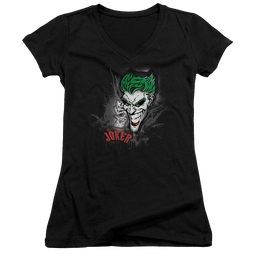 Batman Joker Sprays The City - Juniors V-Neck T-Shirt Juniors V-Neck T-Shirt Joker   