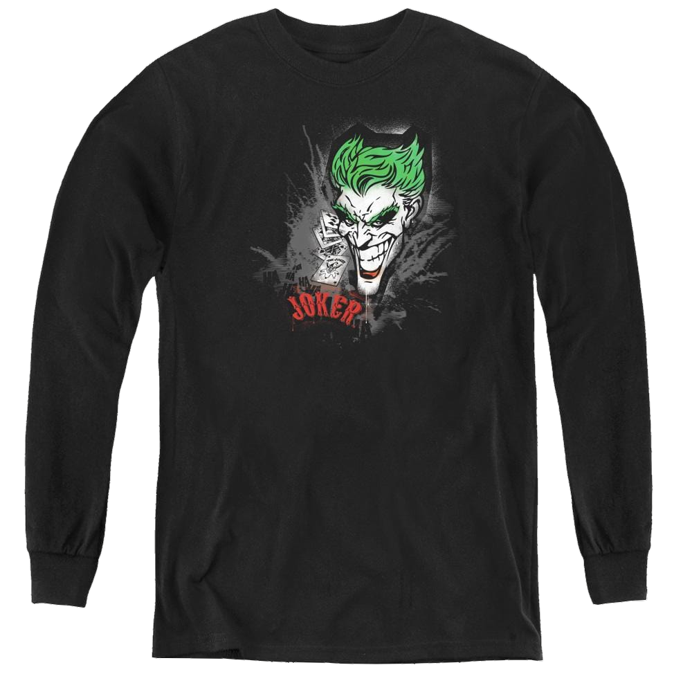Joker, The Joker Sprays The City - Youth Long Sleeve T-Shirt Youth Long Sleeve T-Shirt Joker   