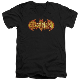 Batman Fiery Shield - Men's V-Neck T-Shirt Men's V-Neck T-Shirt Batman   