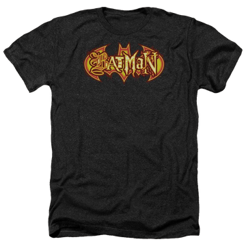Charcoal men's heather t-shirt with Batman Fiery Shield graphic