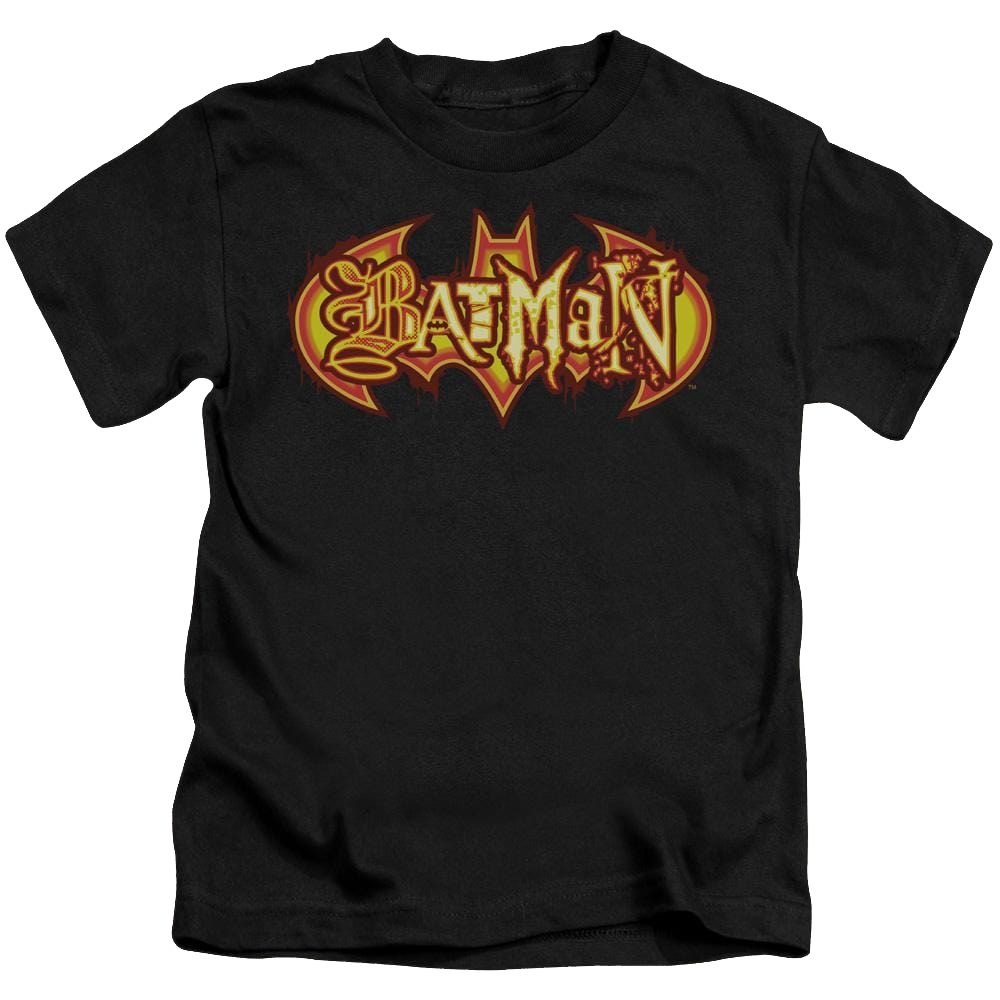DC Batman Fiery Shield - Kid's T-Shirt Kid's T-Shirt (Ages 4-7) Batman   