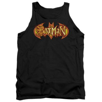 Black men's tank with Batman Fiery Shield graphic