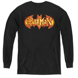 Dc Batman Fiery Shield - Youth Long Sleeve T-Shirt Youth Long Sleeve T-Shirt Batman   