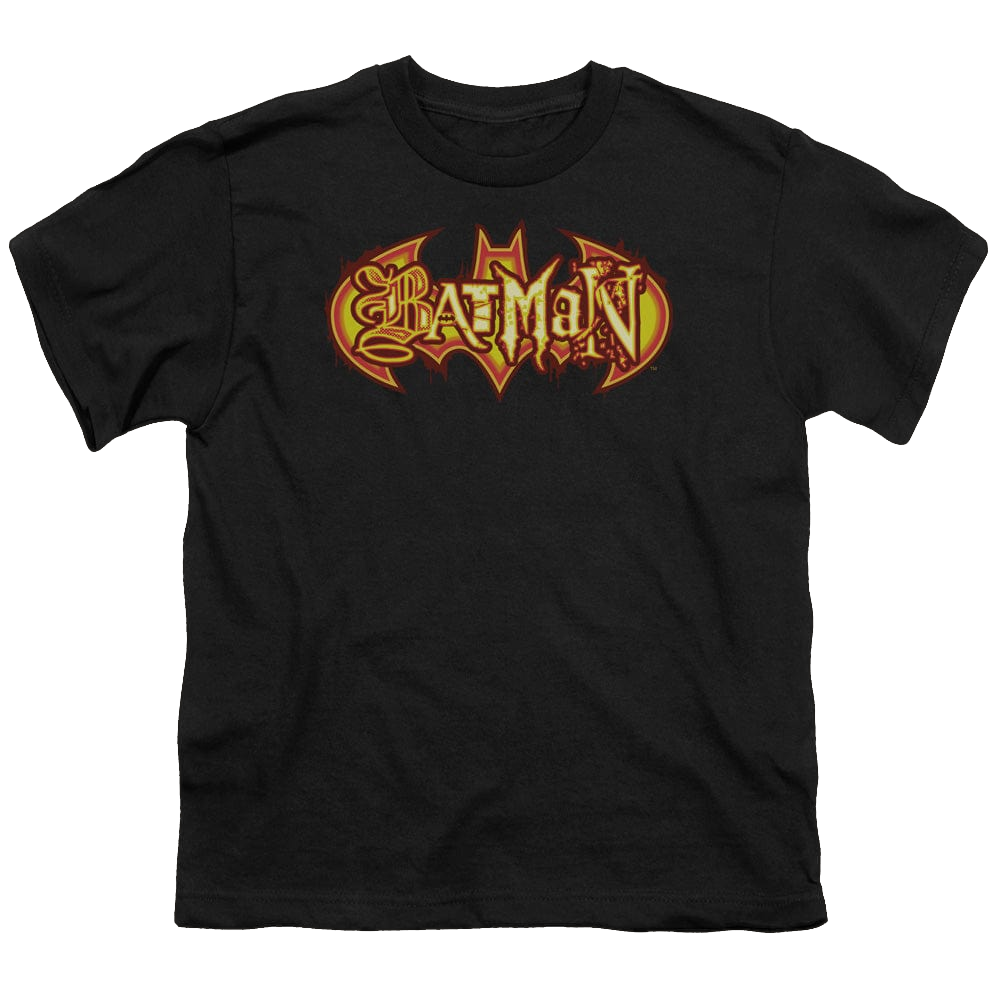 DC Batman Fiery Shield - Youth T-Shirt Youth T-Shirt (Ages 8-12) Batman   
