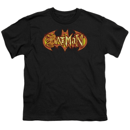 DC Batman Fiery Shield - Youth T-Shirt Youth T-Shirt (Ages 8-12) Batman   
