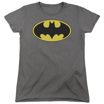 Charcoal women's t-shirt with Batman Classic Bat Logo graphic