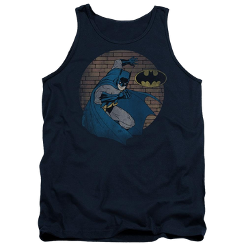 Navy men's tank with Batman In The Spotlight graphic