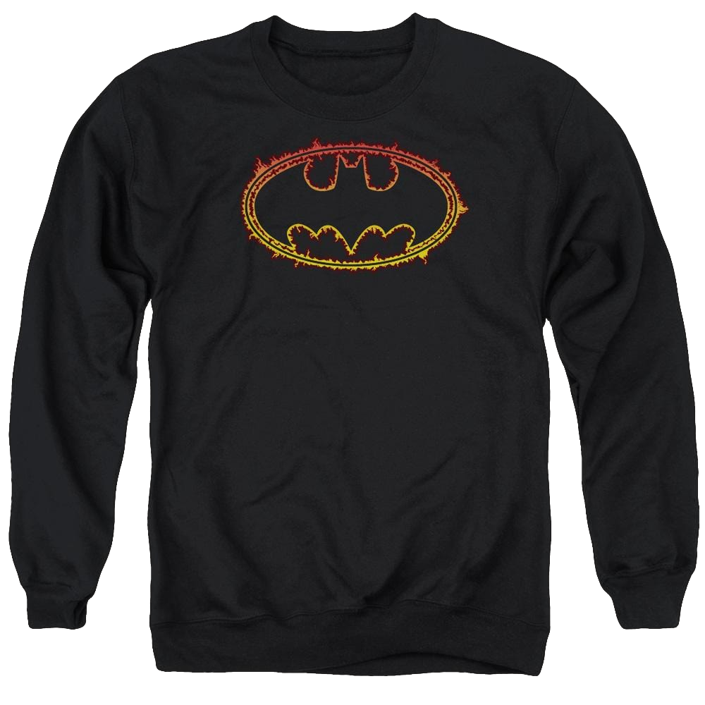 Batman Flame Outlined Logo - Men's Crewneck Sweatshirt Men's Crewneck Sweatshirt Batman   