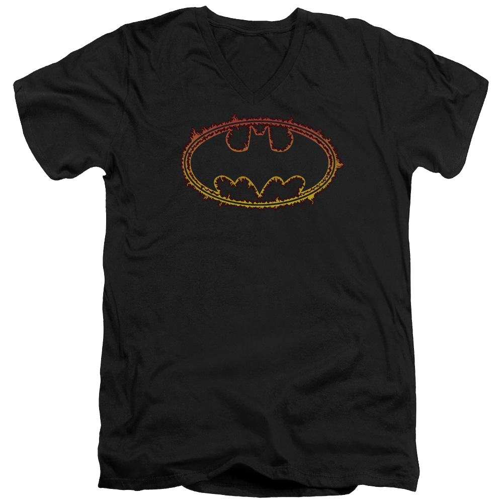 Batman Flame Outlined Logo - Men's V-Neck T-Shirt Men's V-Neck T-Shirt Batman   