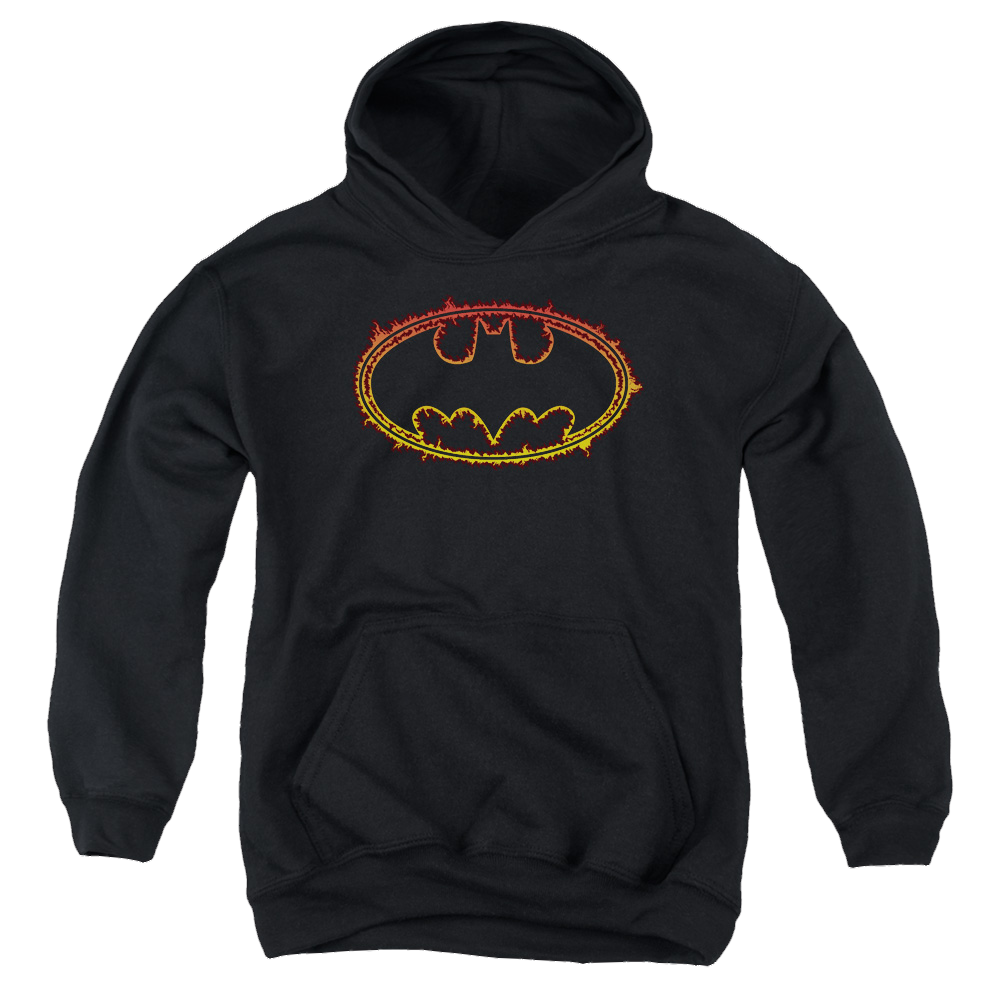DC Batman Flame Outlined Logo - Youth Hoodie Youth Hoodie (Ages 8-12) Batman   