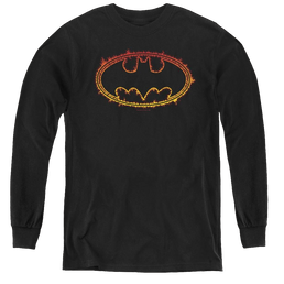 Dc Batman Flame Outlined Logo - Youth Long Sleeve T-Shirt Youth Long Sleeve T-Shirt Batman   
