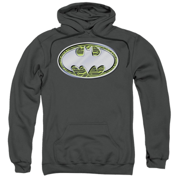 Charcoal pullover hoodie with Batman Circuits Logo graphic