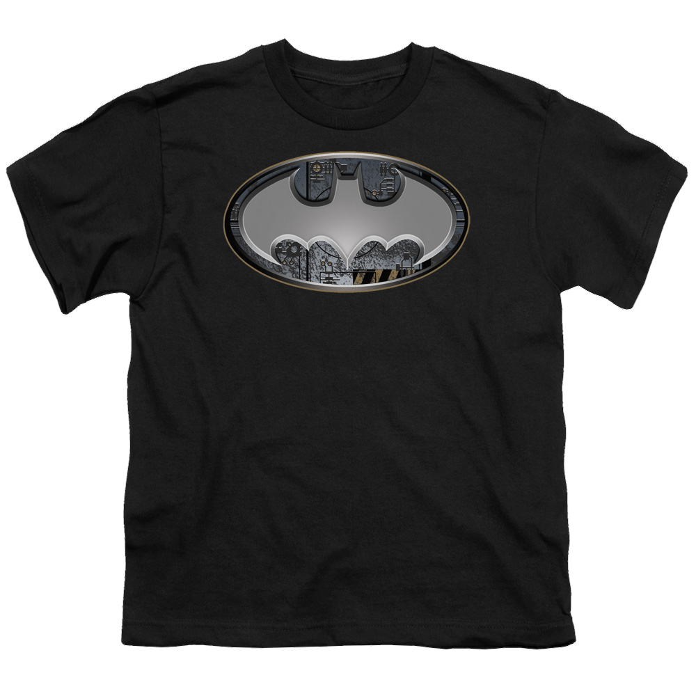 DC Batman Steel Wall Shield - Youth T-Shirt Youth T-Shirt (Ages 8-12) Batman   