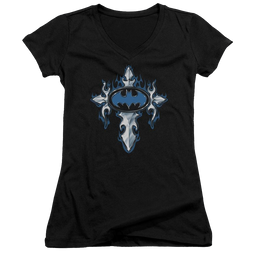 Batman Gothic Steel Logo - Juniors V-Neck T-Shirt Juniors V-Neck T-Shirt Batman   