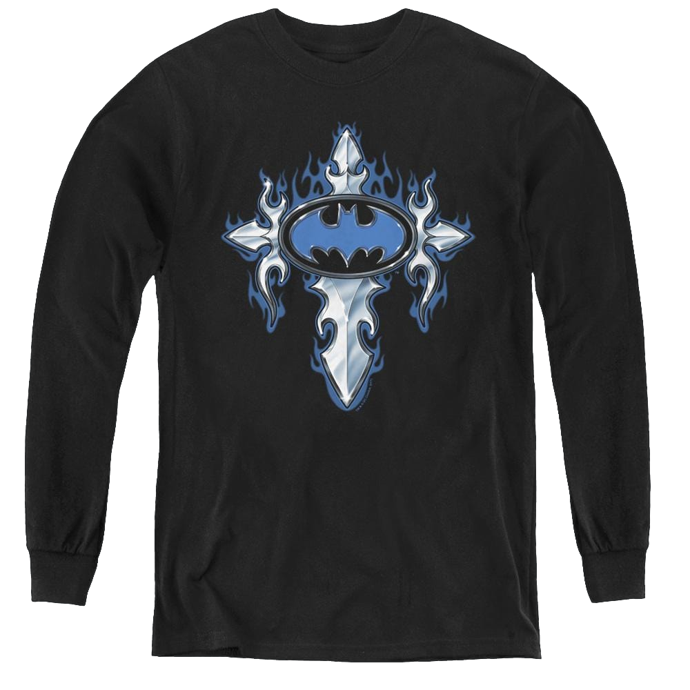 Dc Batman Gothic Steel Logo - Youth Long Sleeve T-Shirt Youth Long Sleeve T-Shirt Batman   