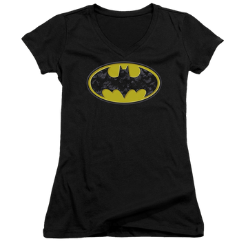 Batman Bats In Logo - Juniors V-Neck T-Shirt Juniors V-Neck T-Shirt Batman   