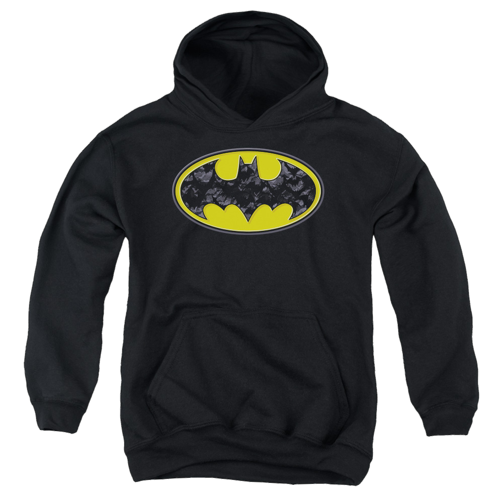 DC Batman Bats In Logo - Youth Hoodie Youth Hoodie (Ages 8-12) Batman   