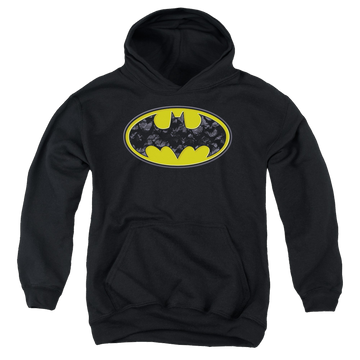DC Batman Bats In Logo - Youth Hoodie Youth Hoodie (Ages 8-12) Batman   