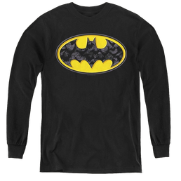 Dc Batman Bats In Logo - Youth Long Sleeve T-Shirt Youth Long Sleeve T-Shirt Batman   