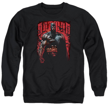 Black men's crewneck sweatshirt with Batman Red Knight graphic
