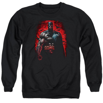 Black men's crewneck sweatshirt with Batman Red Knight graphic