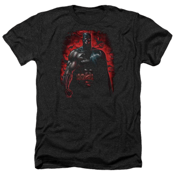Black men's heather t-shirt with Batman Red Knight graphic