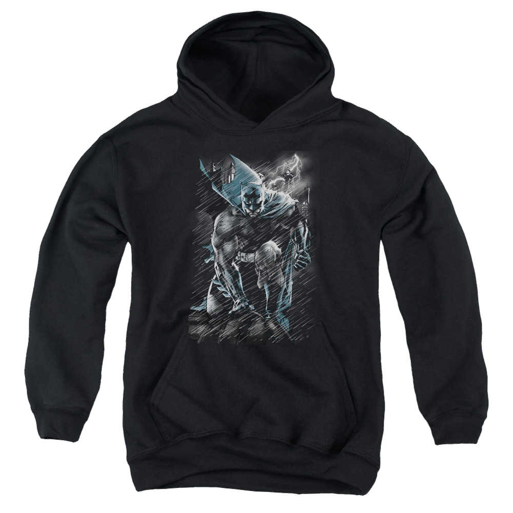 DC Batman In The Rain - Youth Hoodie Youth Hoodie (Ages 8-12) Batman   